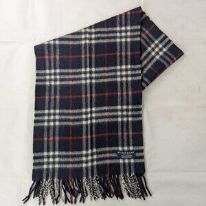 Burberry Designer Cashmere Check Scarf Blue Unisex Premium Winter